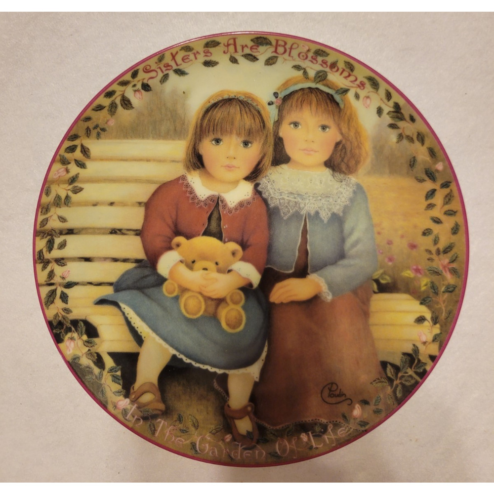 Vtg 1995 Bradex Sisters Are Blossoms by Chantal Poulin Collectible Plate #3822B
